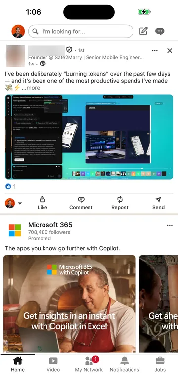 LinkedIn app screen map preview